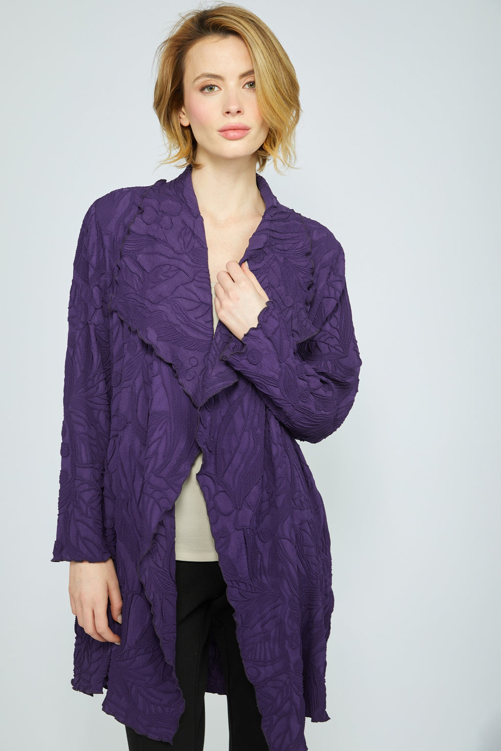 Olivia's Floral Waterfall Duster in Violet