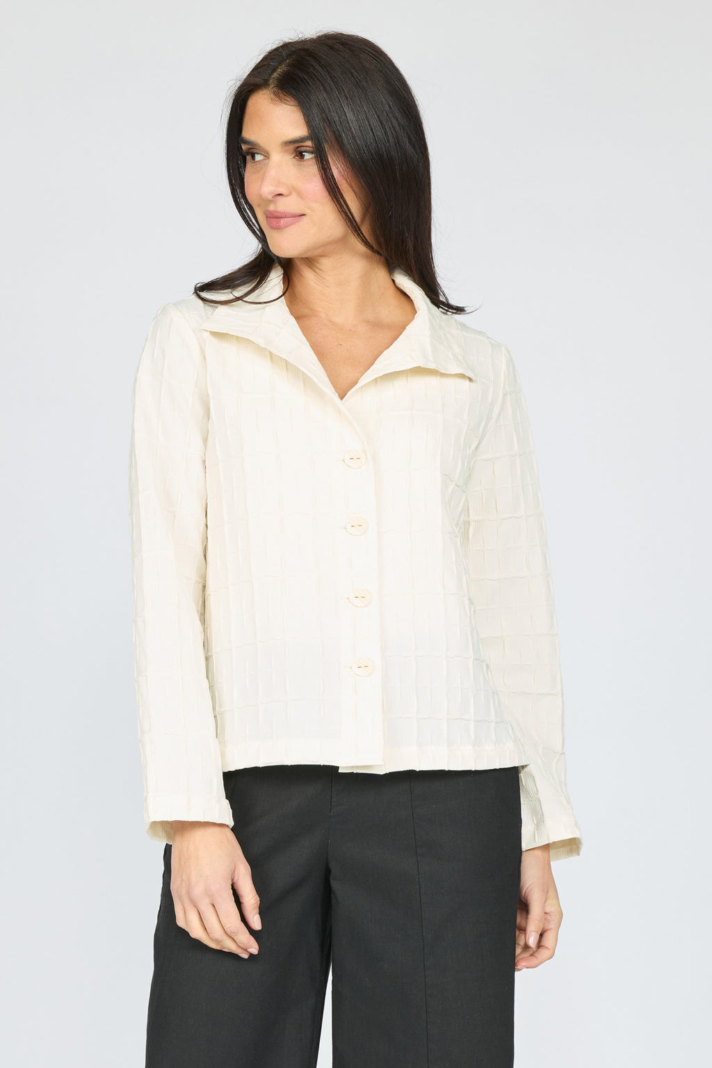 The Lattice Weave Jacket by Olivia in Ivory