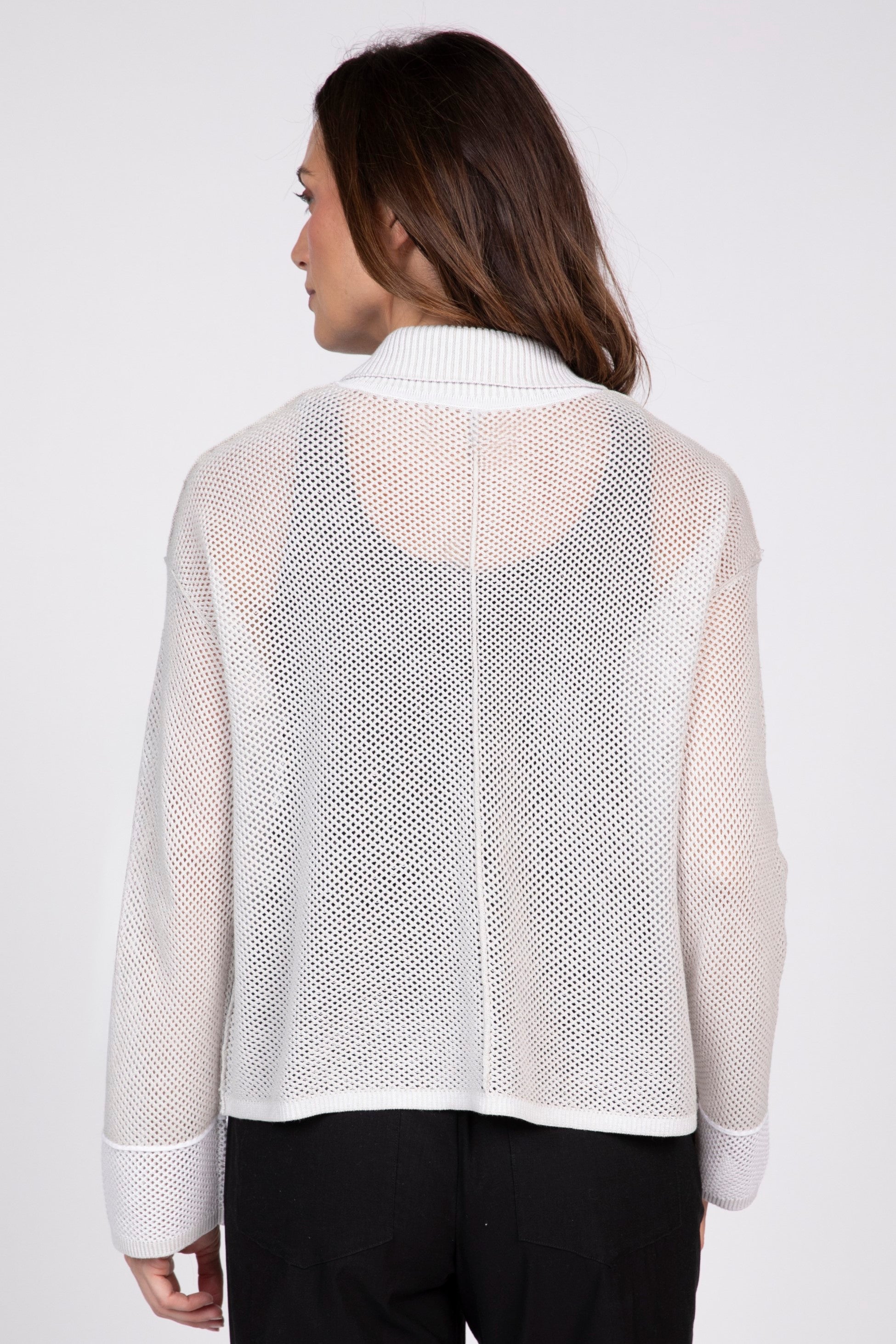 Olivia's Mesh Stitch Go To Cardigan in Sand