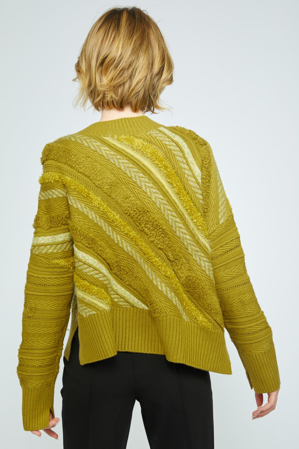 Olivia Mixed Media Sweater in Moss