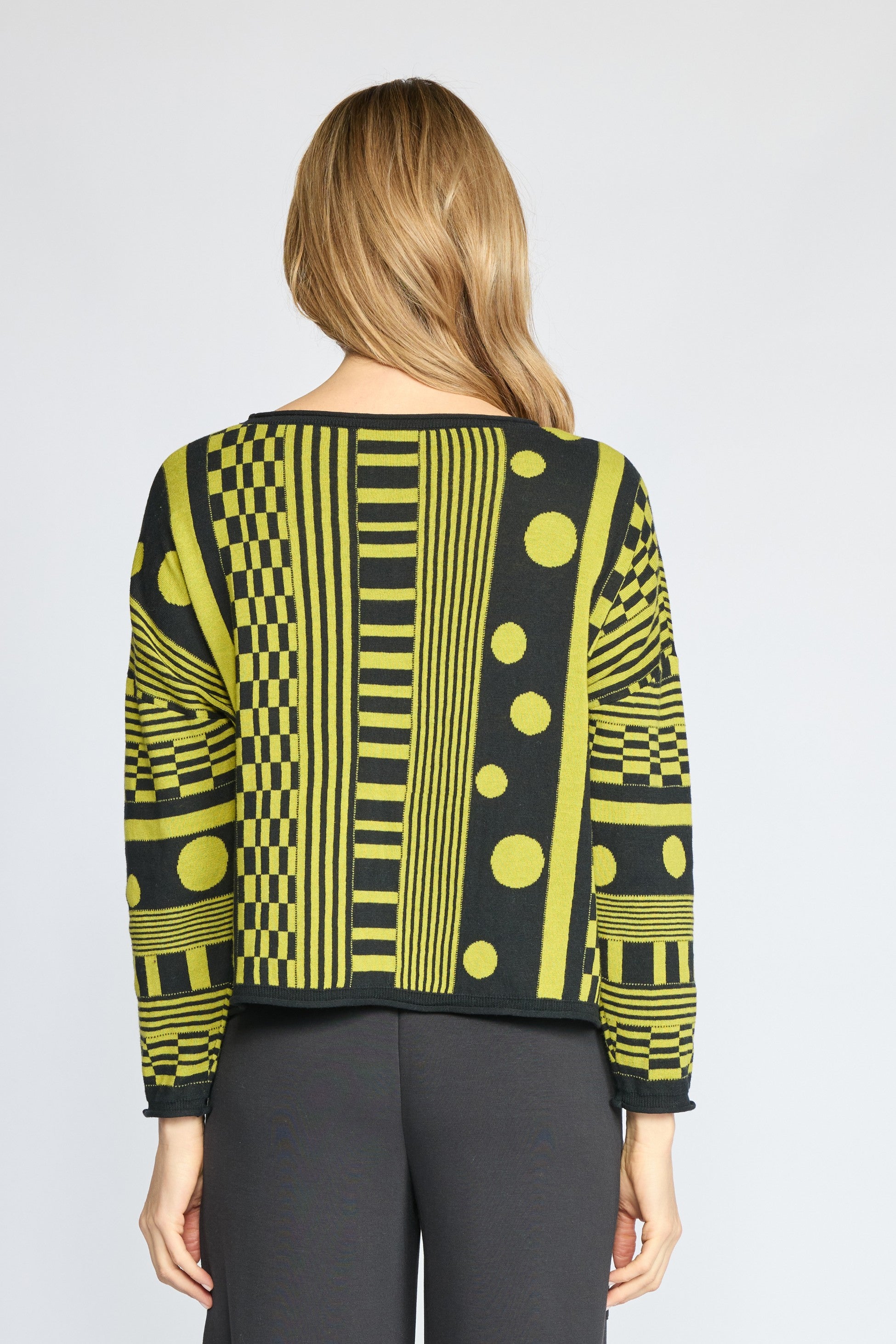 The Mixed Topper Sweater by Olivia in Pear