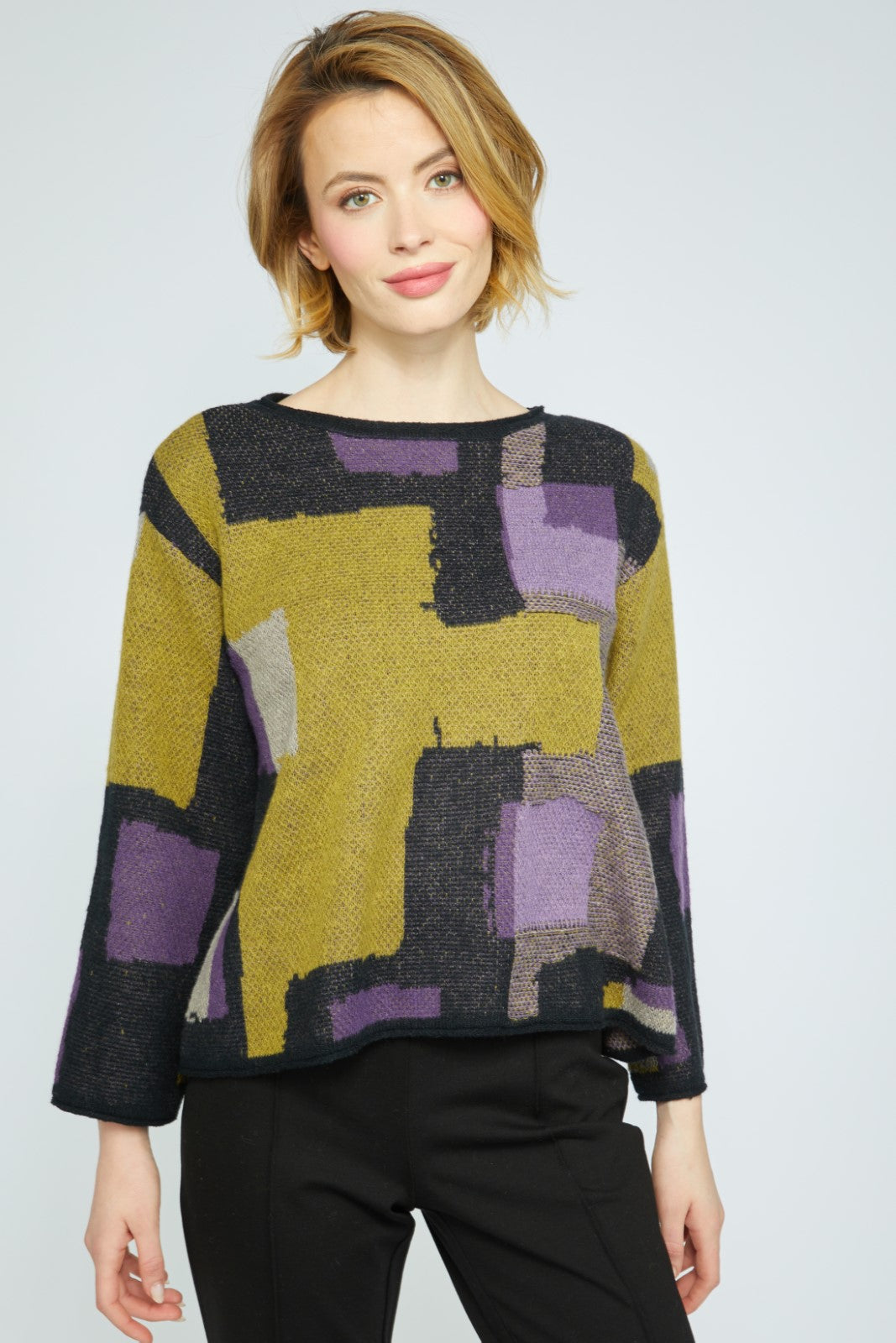 Olivia's Modern Collage Sweater in Moss