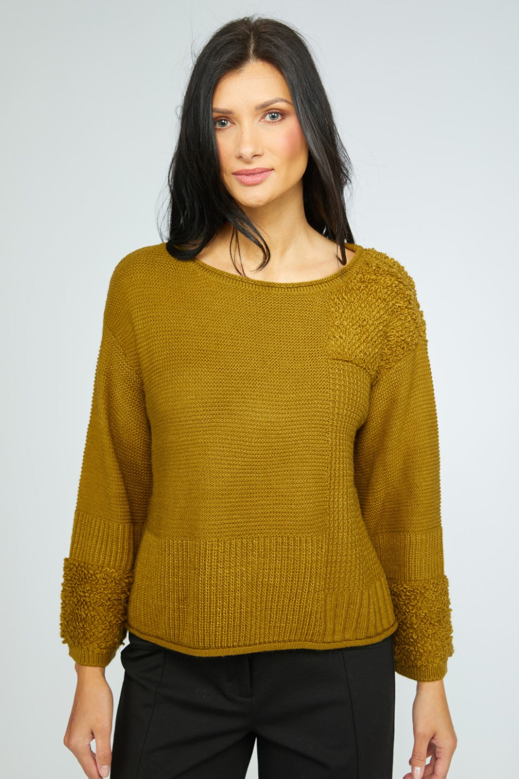 Olivia's Plush Texture Block Sweater in Nutria