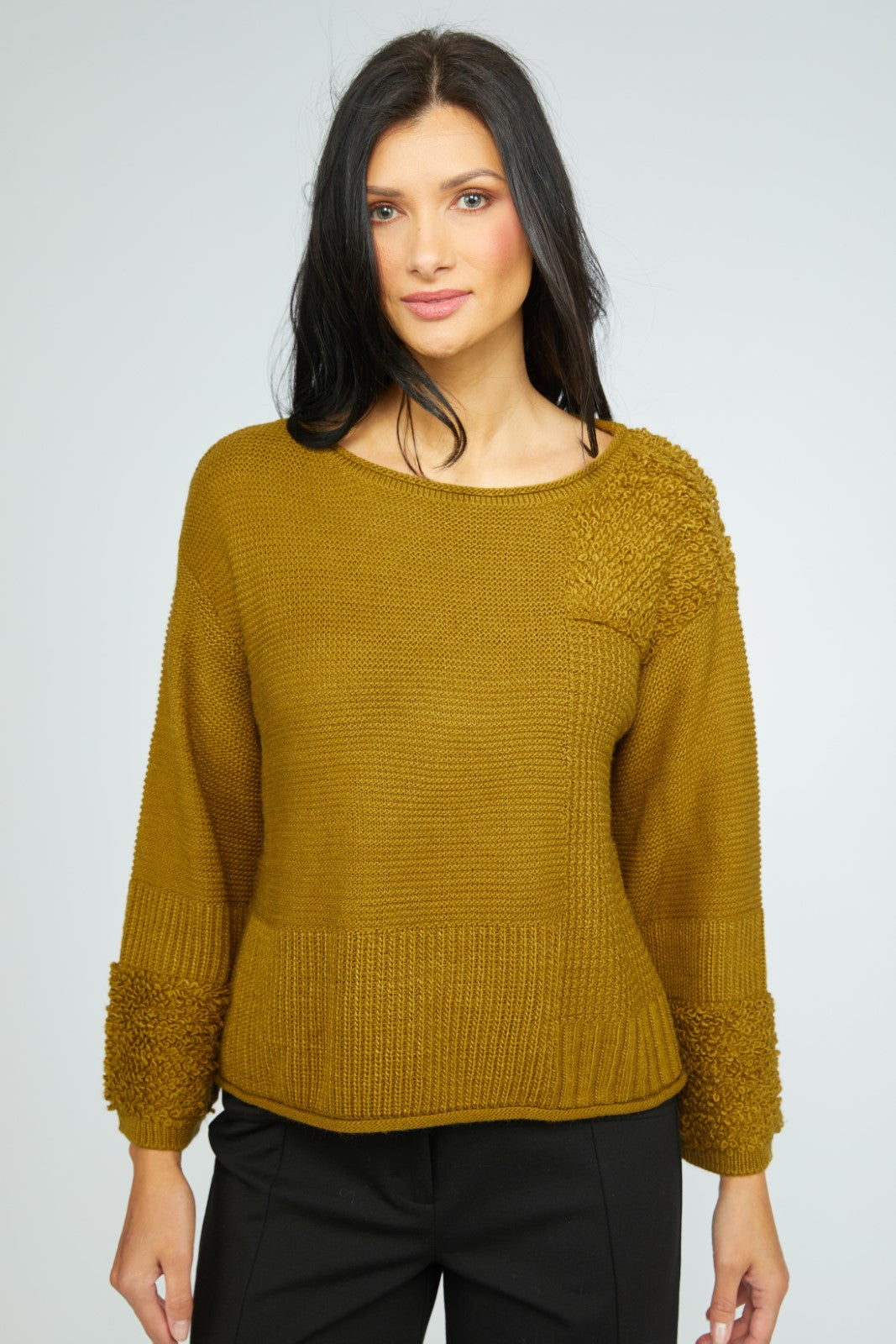 Olivia's Plush Texture Block Sweater in Nutria