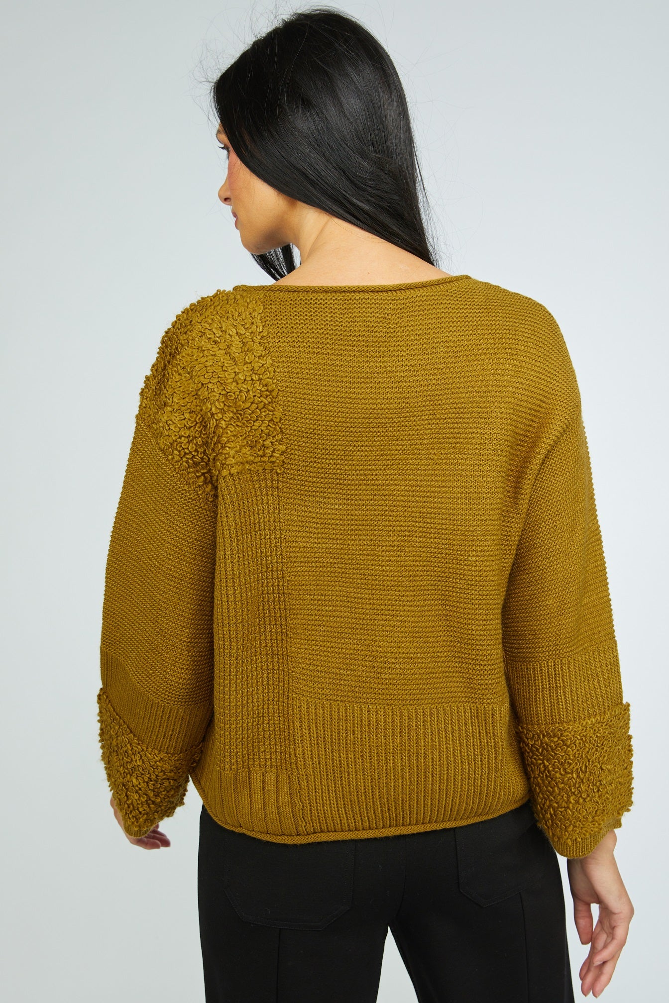 Olivia's Plush Texture Block Sweater in Nutria