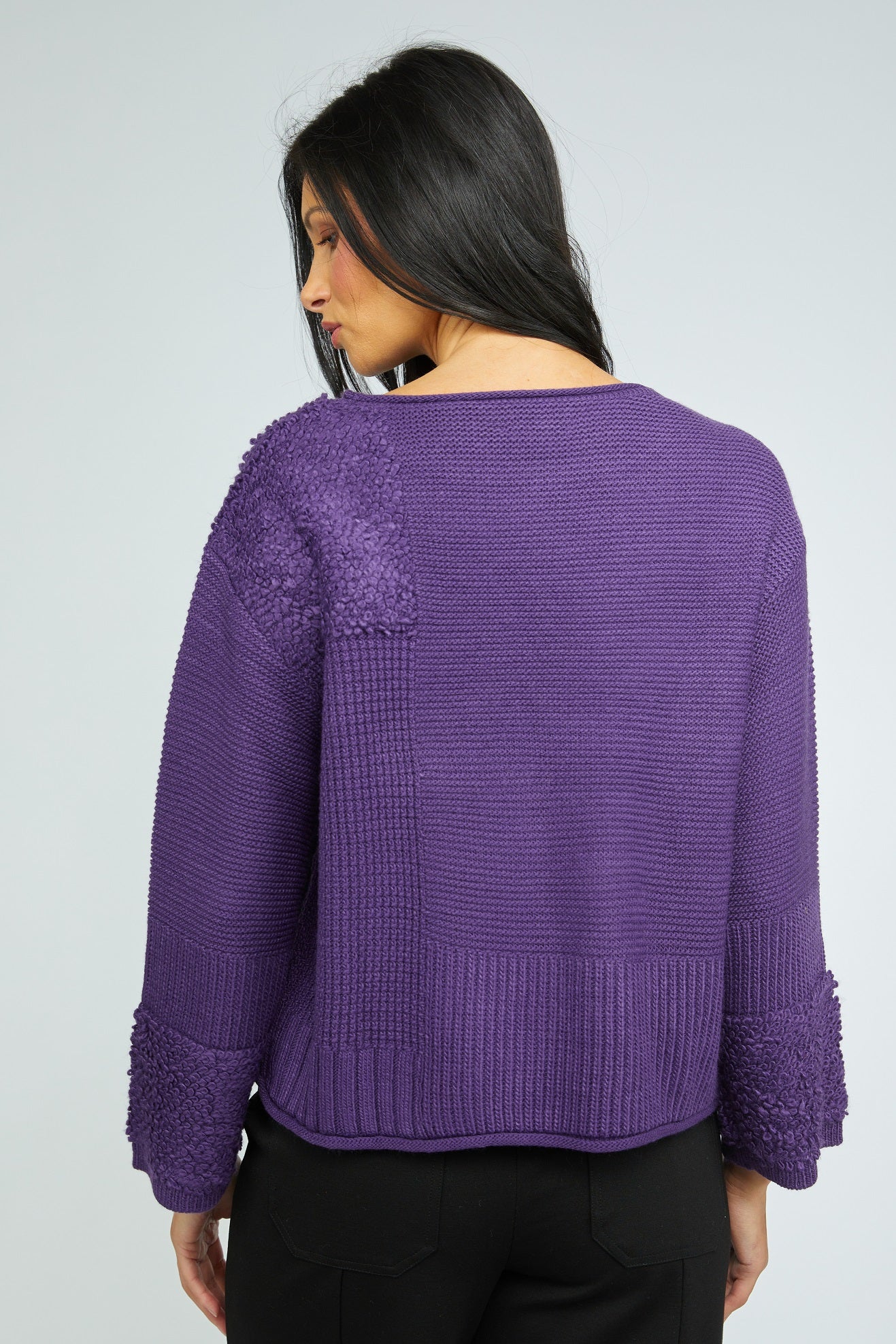 Olivia's Plush Texture Block Sweater in Violet