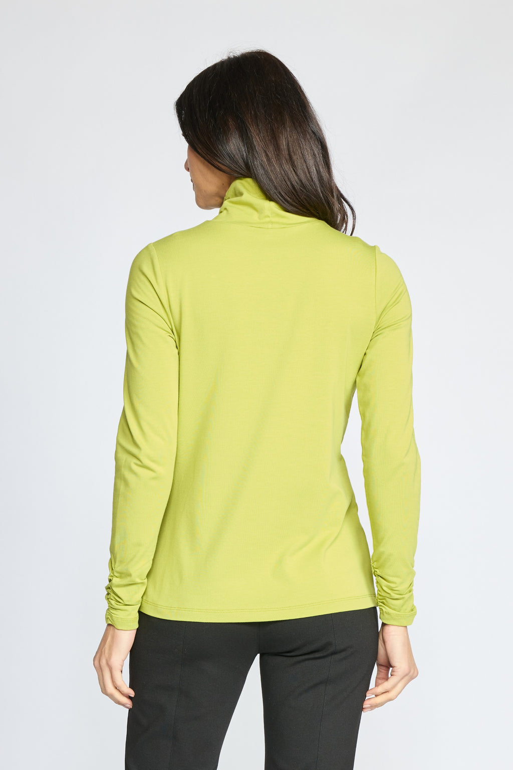 Olivia's Ruched Turtleneck in Pear