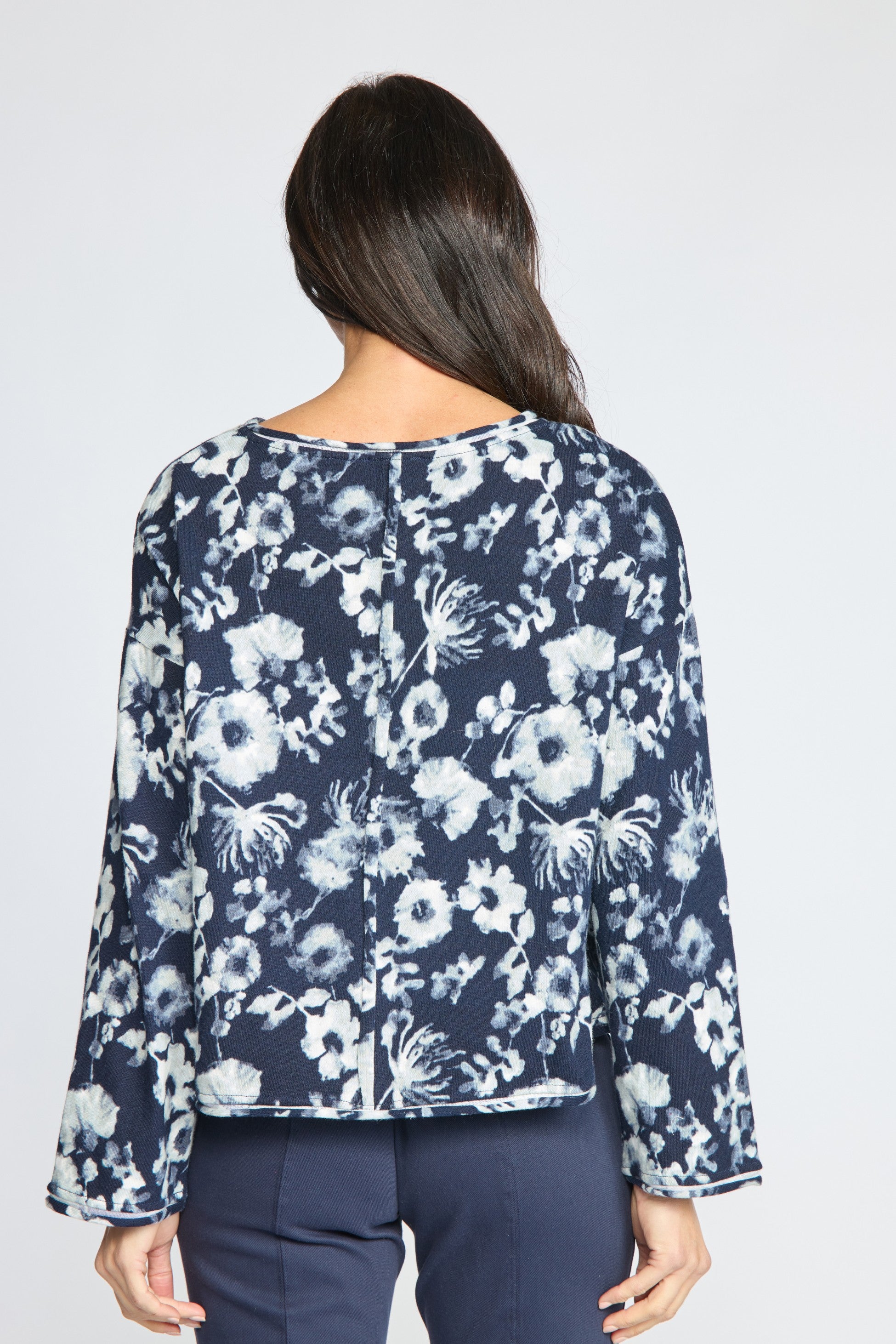 The Soft Focus Floral Pullover from Olivia in Navy