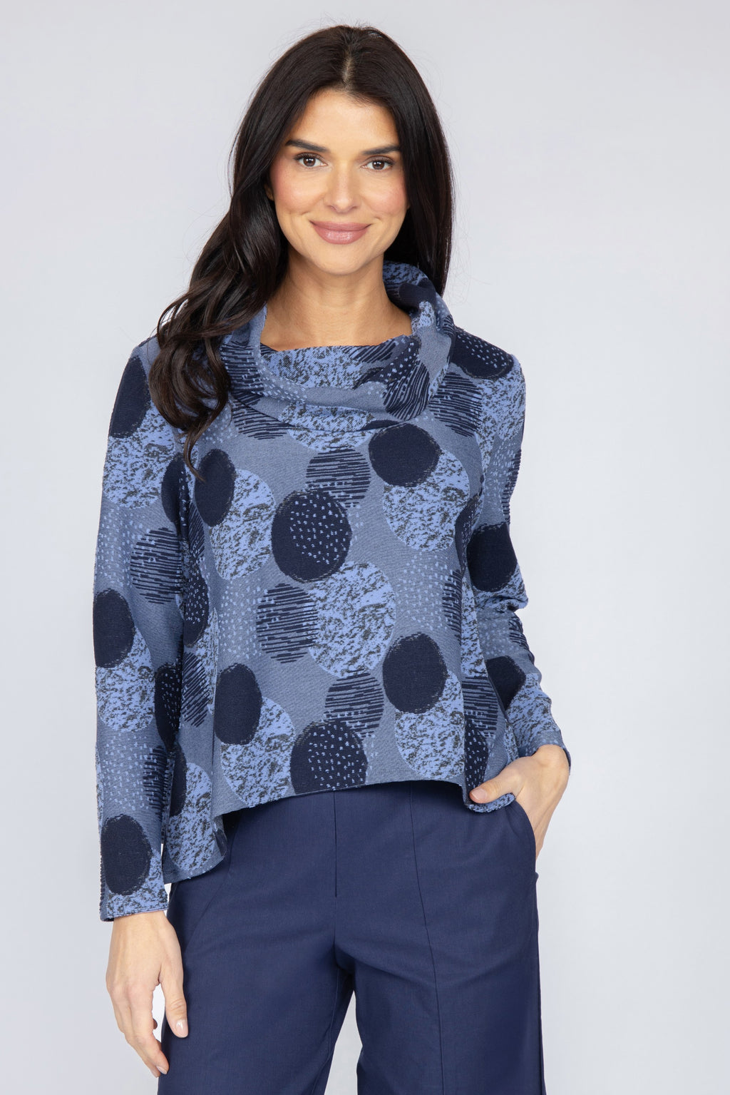 Olivia's Spotlight Knit Cowl Pullover in Navy