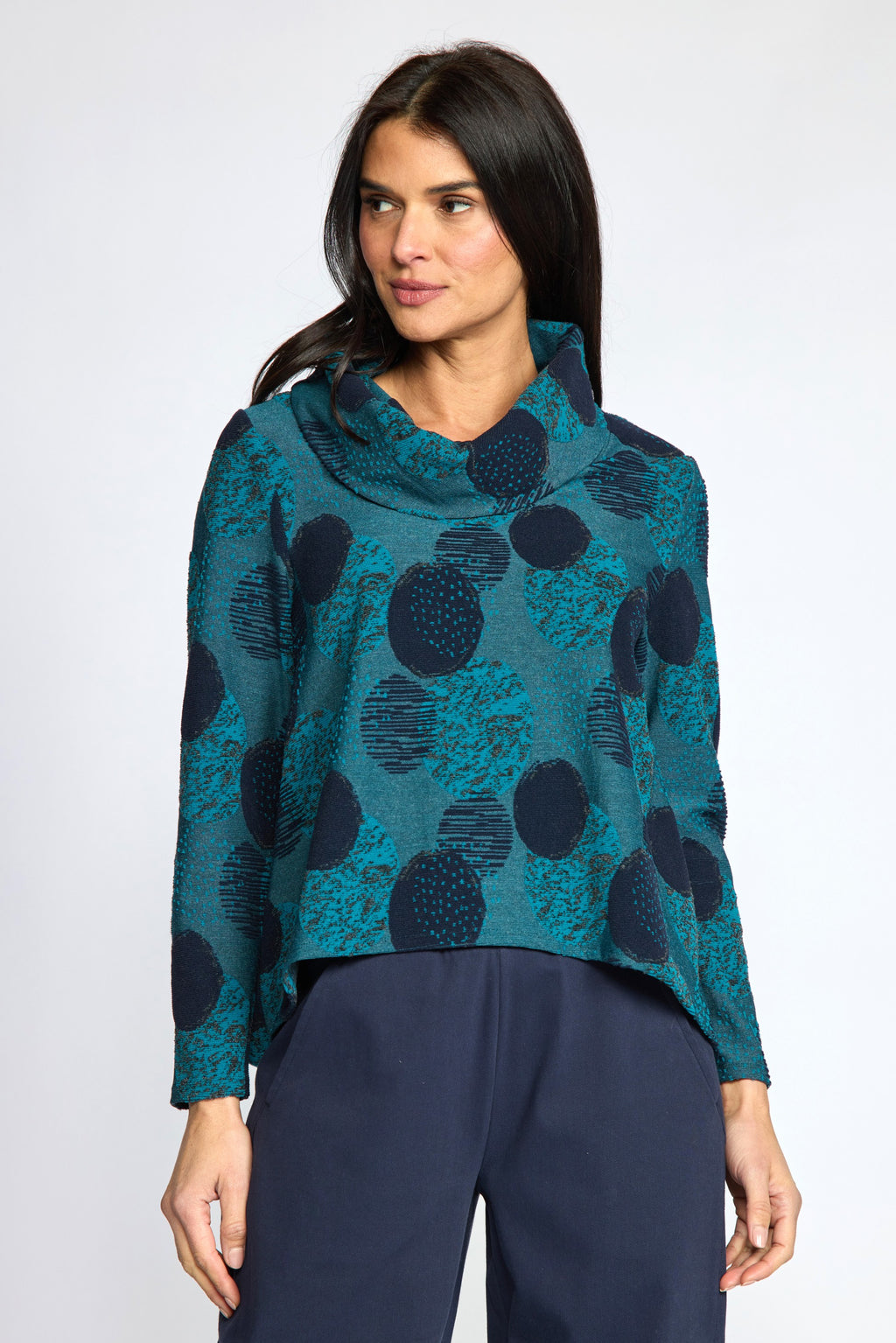 Olivia's Spotlight Knit Cowl Pullover in Teal