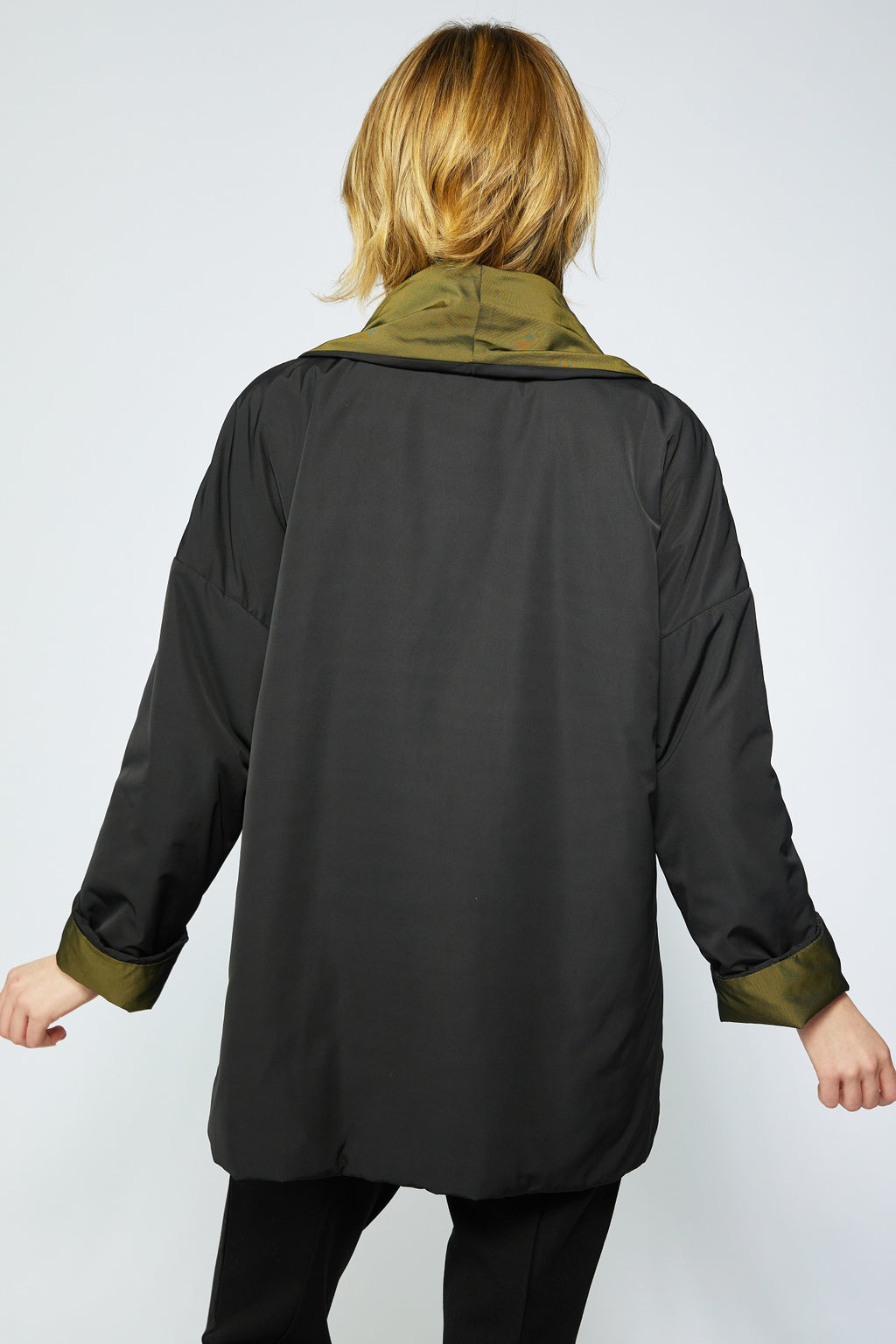 Olivia's Two Tone Taffetta Coat in Moss