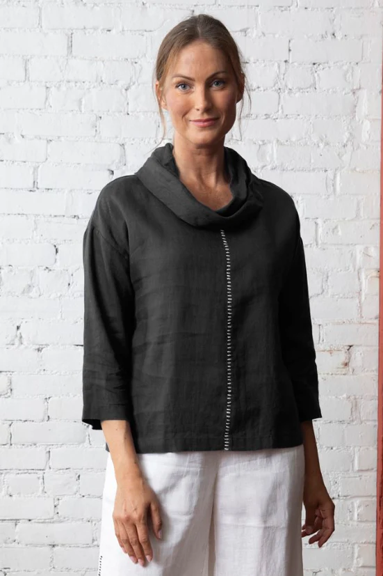 Olivia's Stay Centered Cowl Top Black