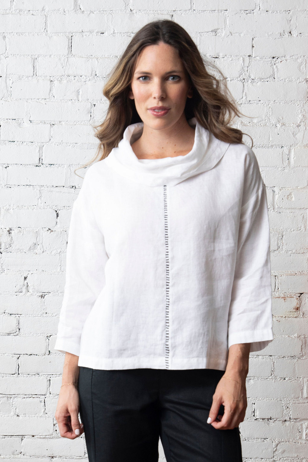Olivia's Stay Centered Cowl Top White