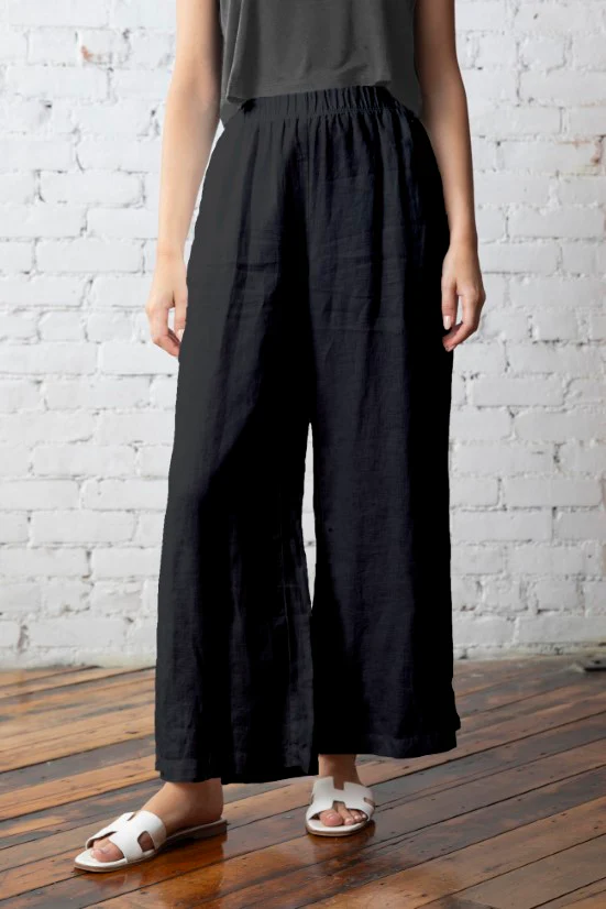 Olivia's Linen Ankle Pant in Black