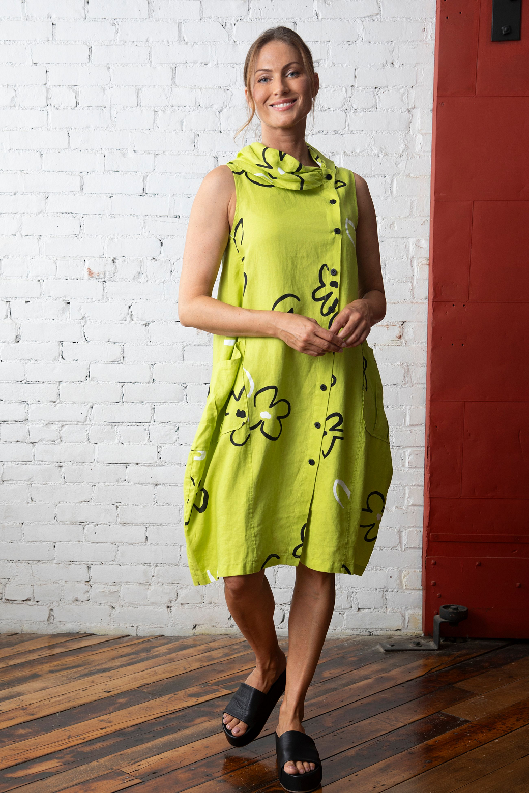Soho Linen Cece Dress in Lime