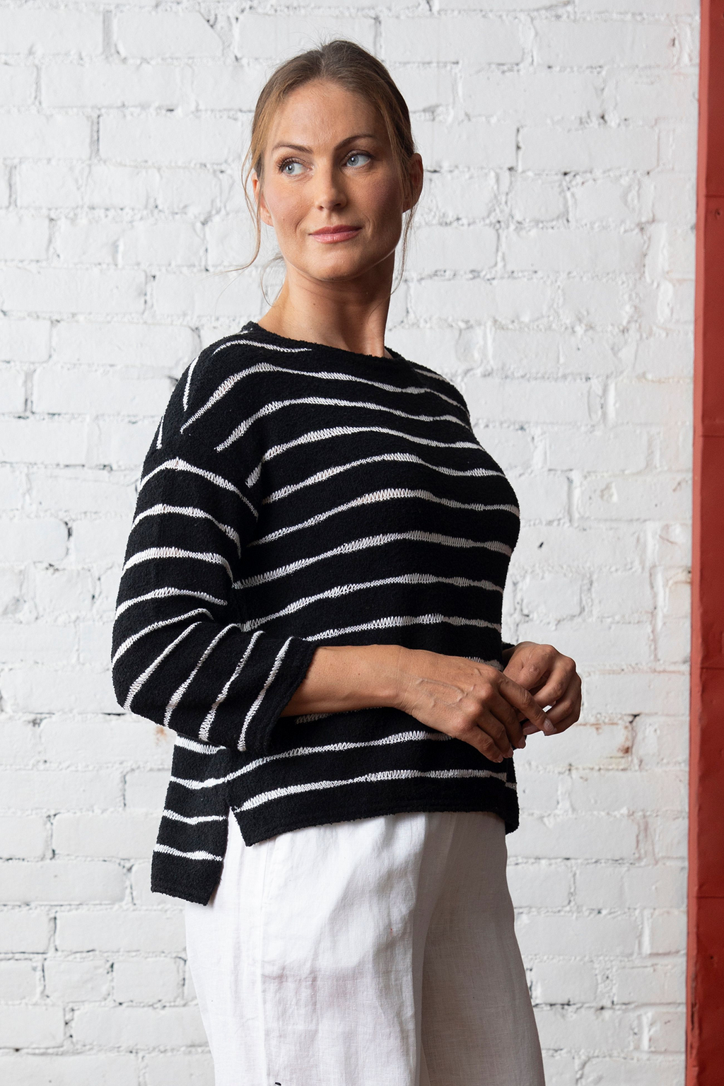 Olivia by Habitat Wave Stripe Pullover in Black