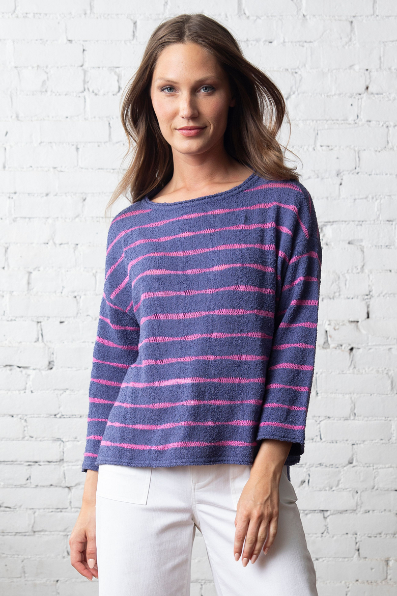 Olivia by Habitat Wave Stripe Pullover in Dusk