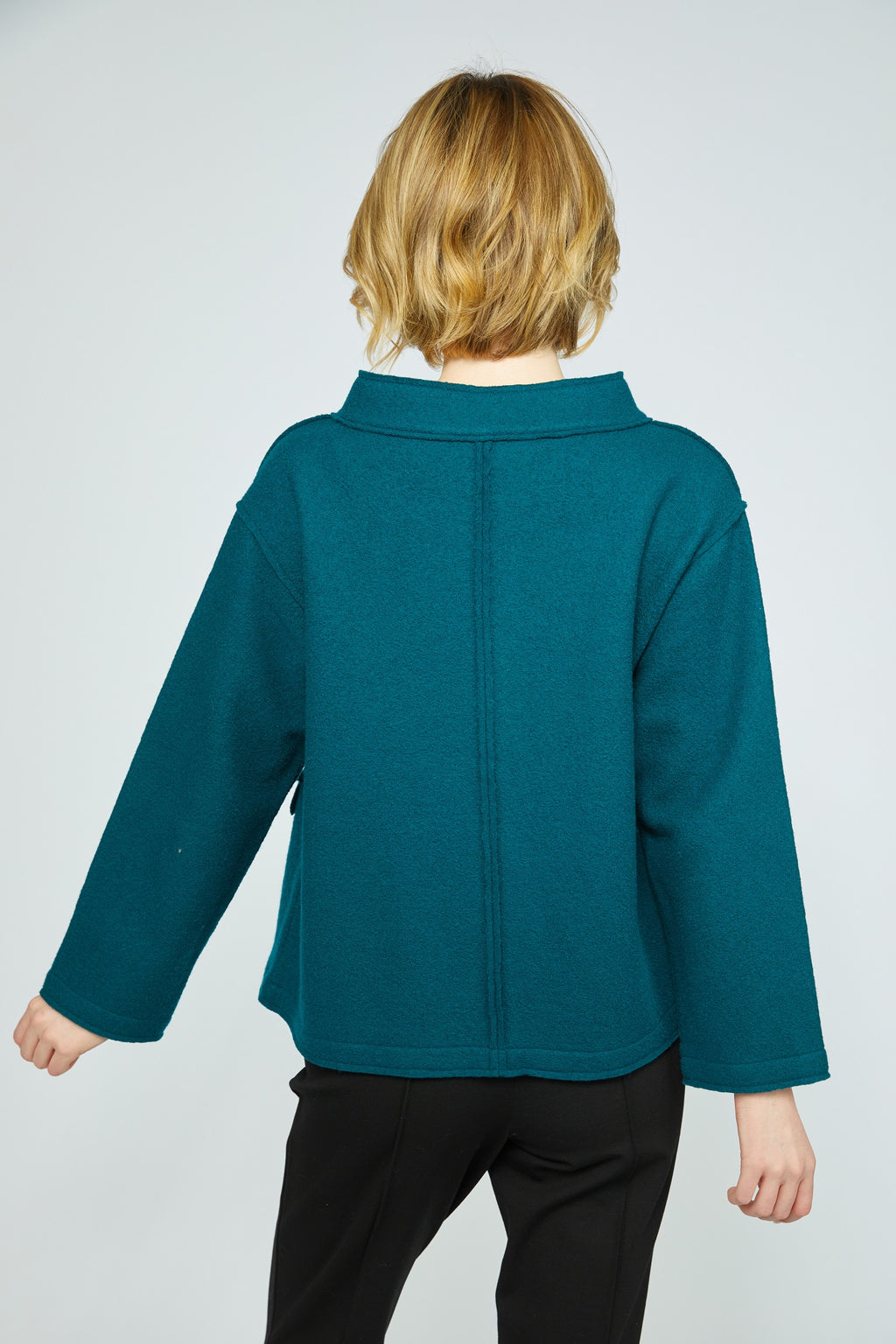 Olivia by Habitat's Boiled Wool Snappy Jacket in Marine