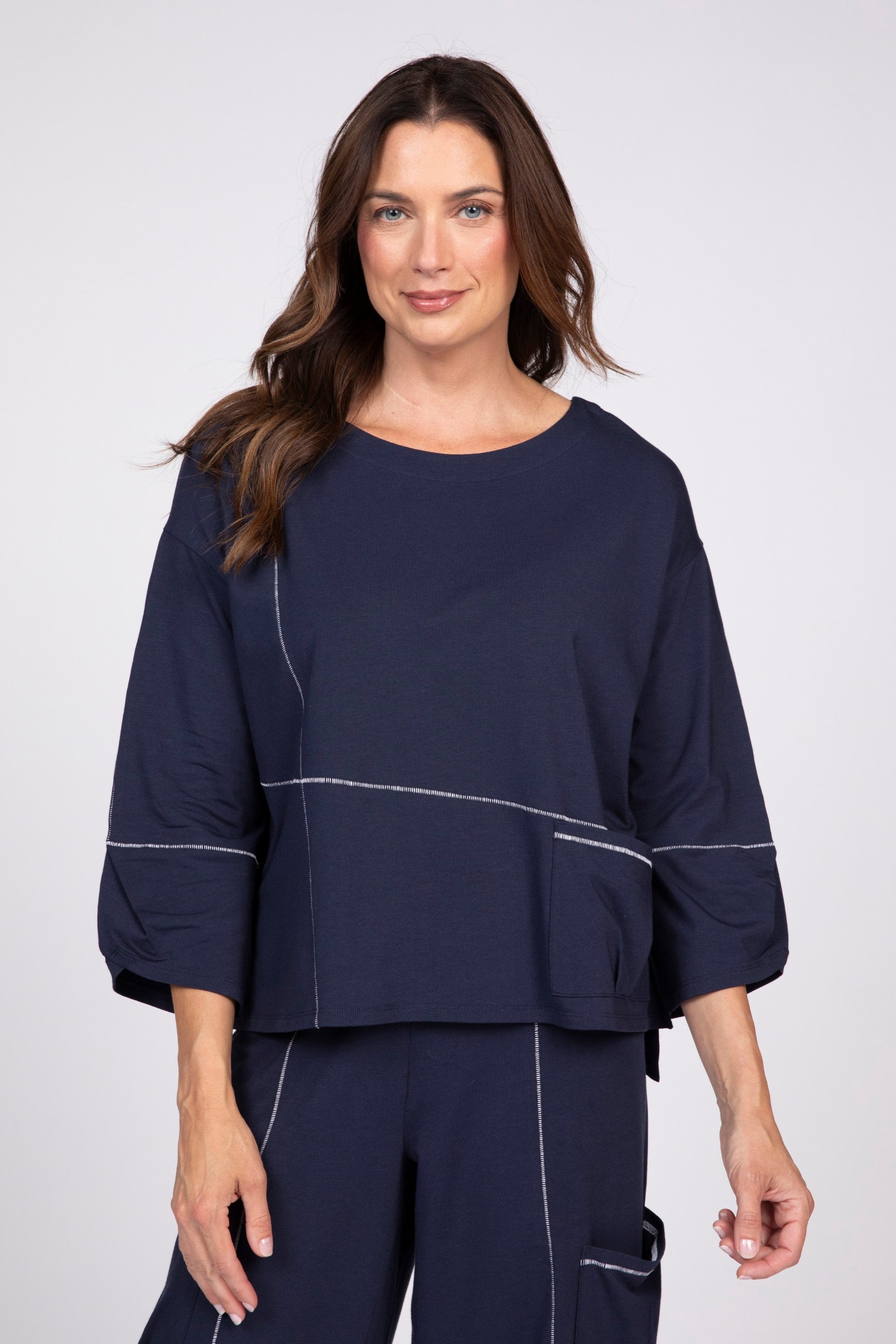 Olivia Boxy Zanna Top in Navy