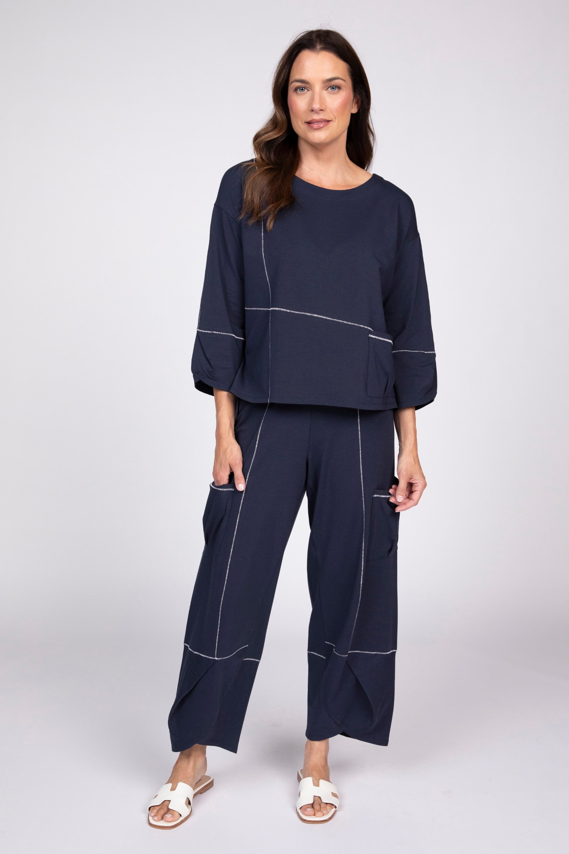 Olivia Boxy Zanna Top in Navy