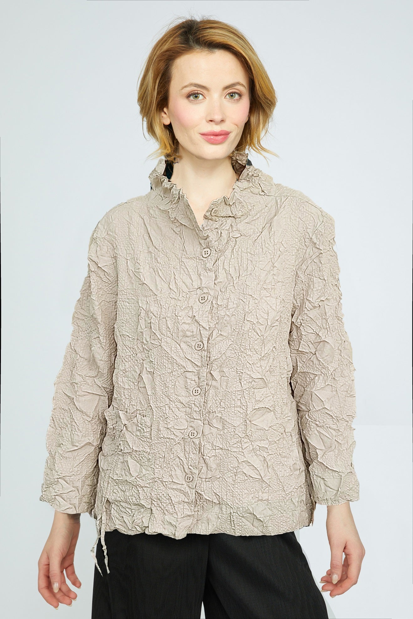 Crinkle Cinched Pocket Top