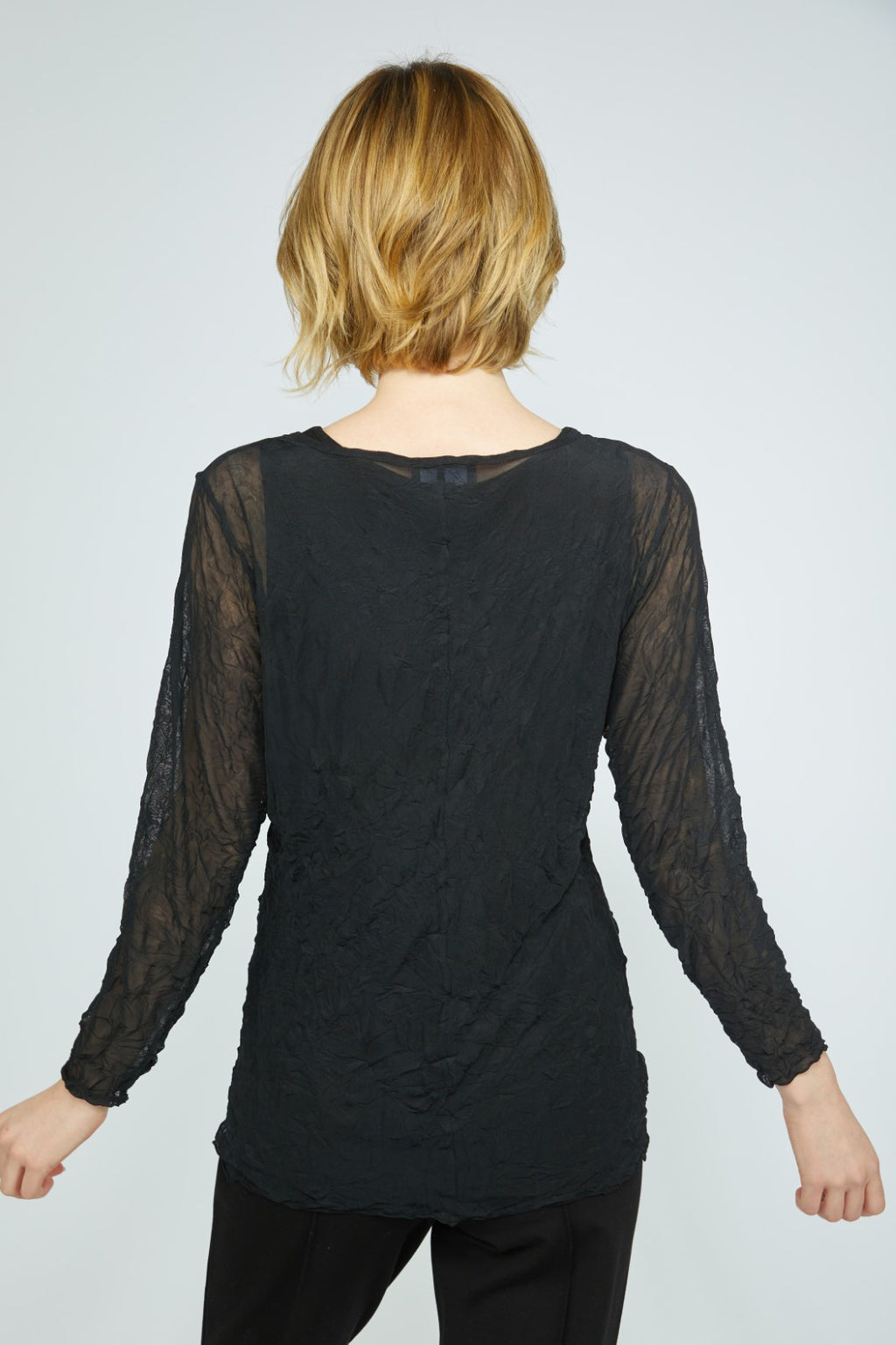 The Crinkle Mesh Layering Tee from Olivia in Black