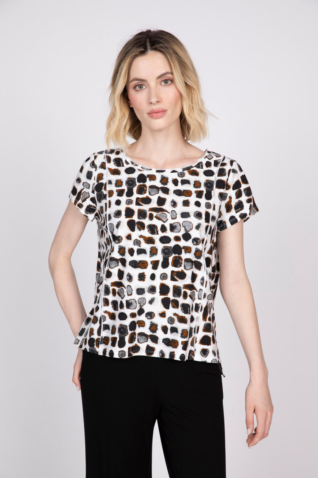 Olivia Dot Cap Sleeve Tee in Black