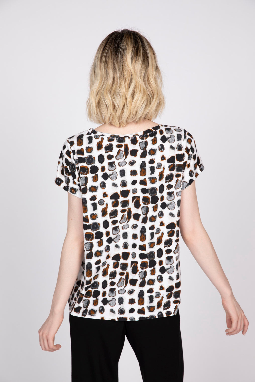 Olivia Dot Cap Sleeve Tee in Black