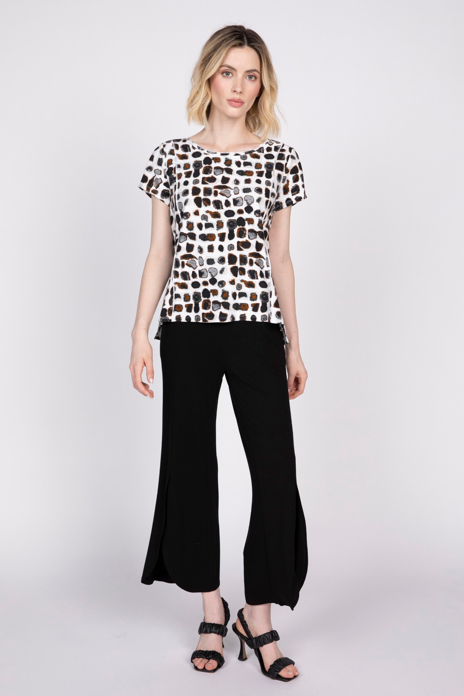 Olivia Dot Cap Sleeve Tee in Black