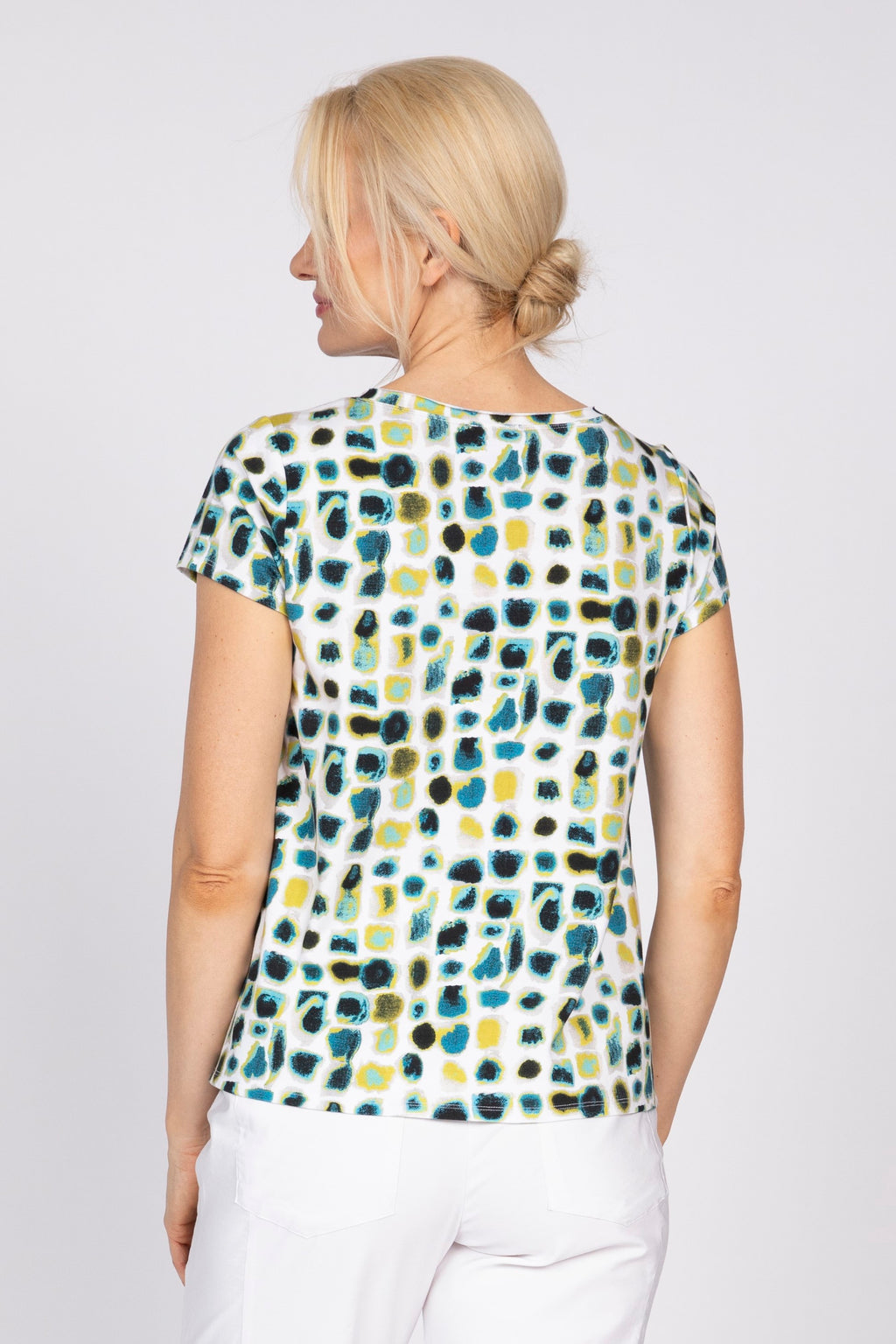 Olivia Dot Cap Sleeve Tee in Peacock