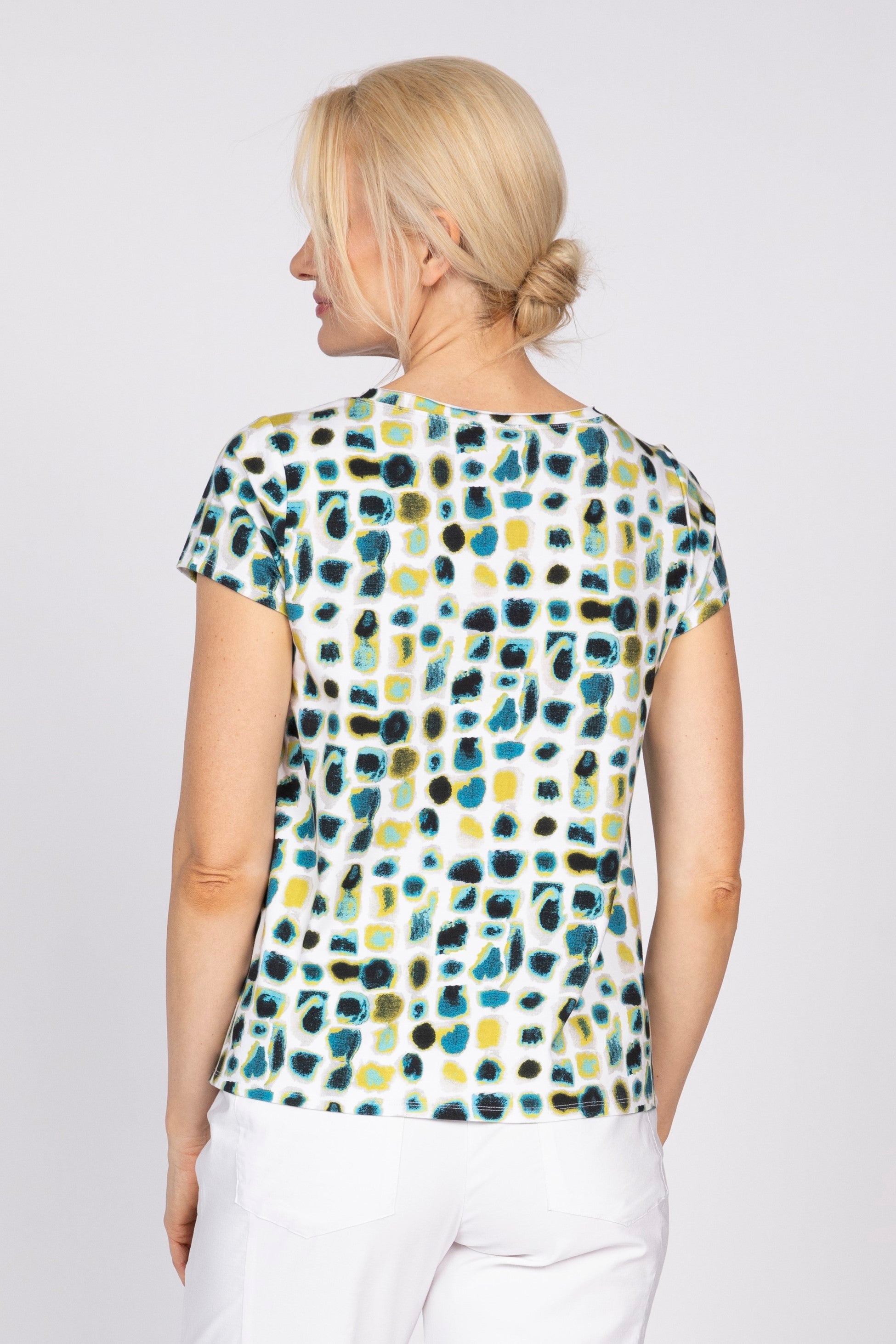 Olivia Dot Cap Sleeve Tee in Peacock