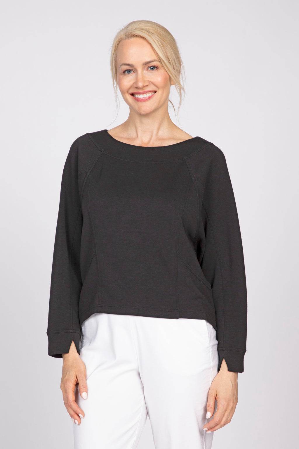 Olivia's Feather Lux Knit Travel Pullover in Black
