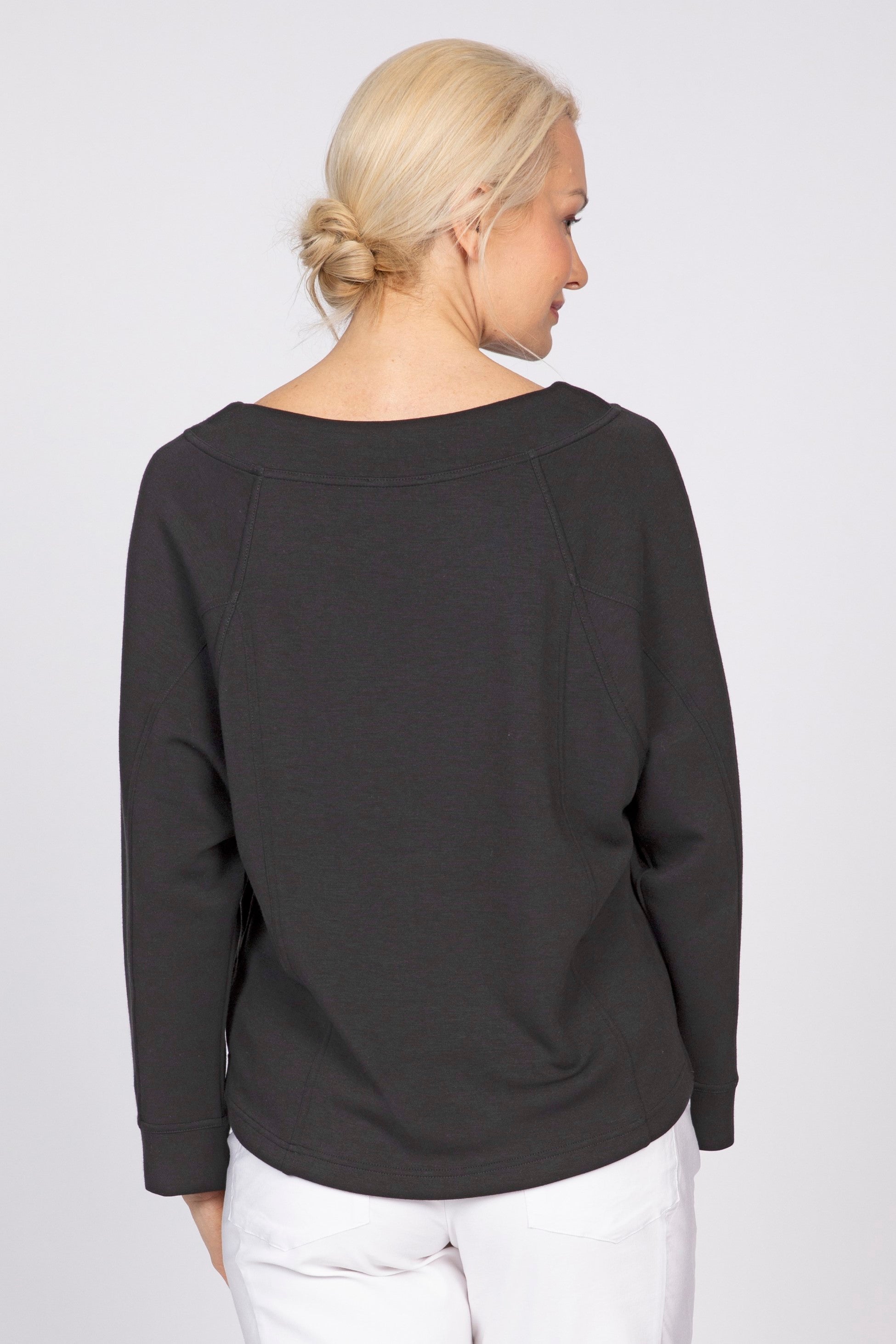 Olivia's Feather Lux Knit Travel Pullover in Black