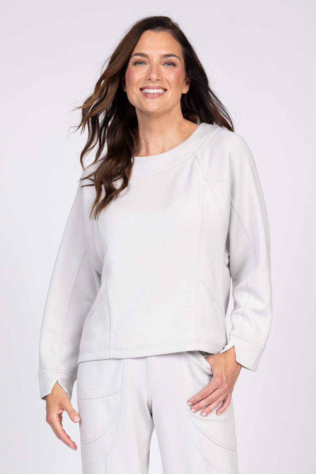 Olivia's Feather Lux Knit Travel Pullover in Sand