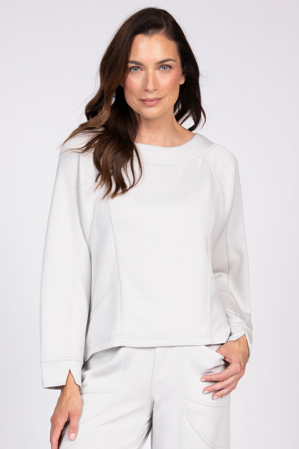 Olivia's Feather Lux Knit Travel Pullover in Sand