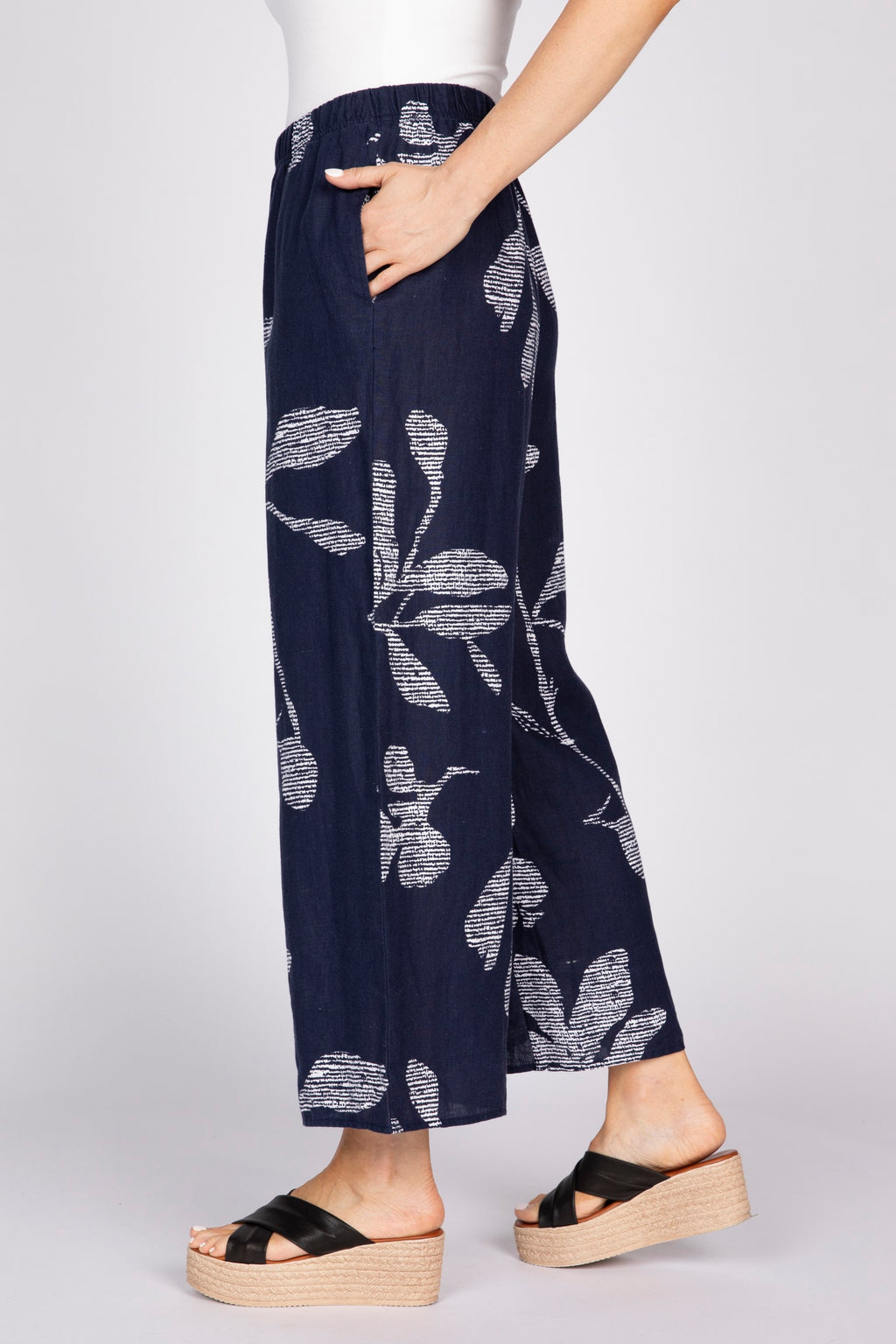 Olivia by Habitat's Flax Floral Garden Flood Pants in Navy