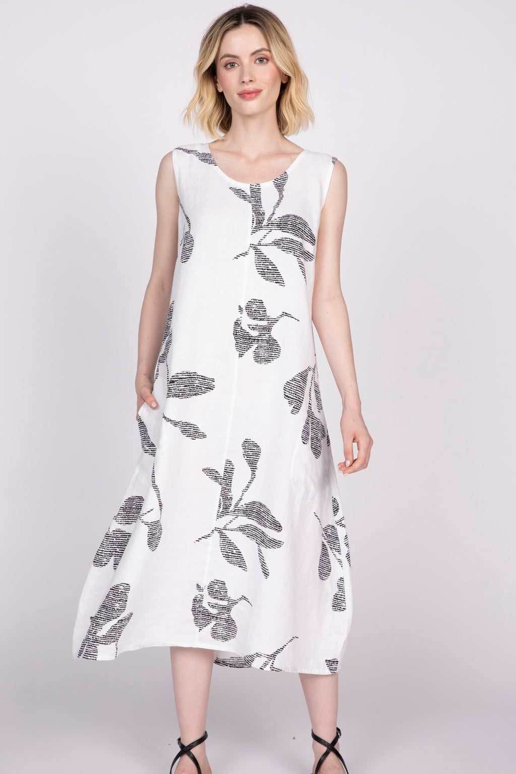 Olivia's Flax Floral Tank Dress in White