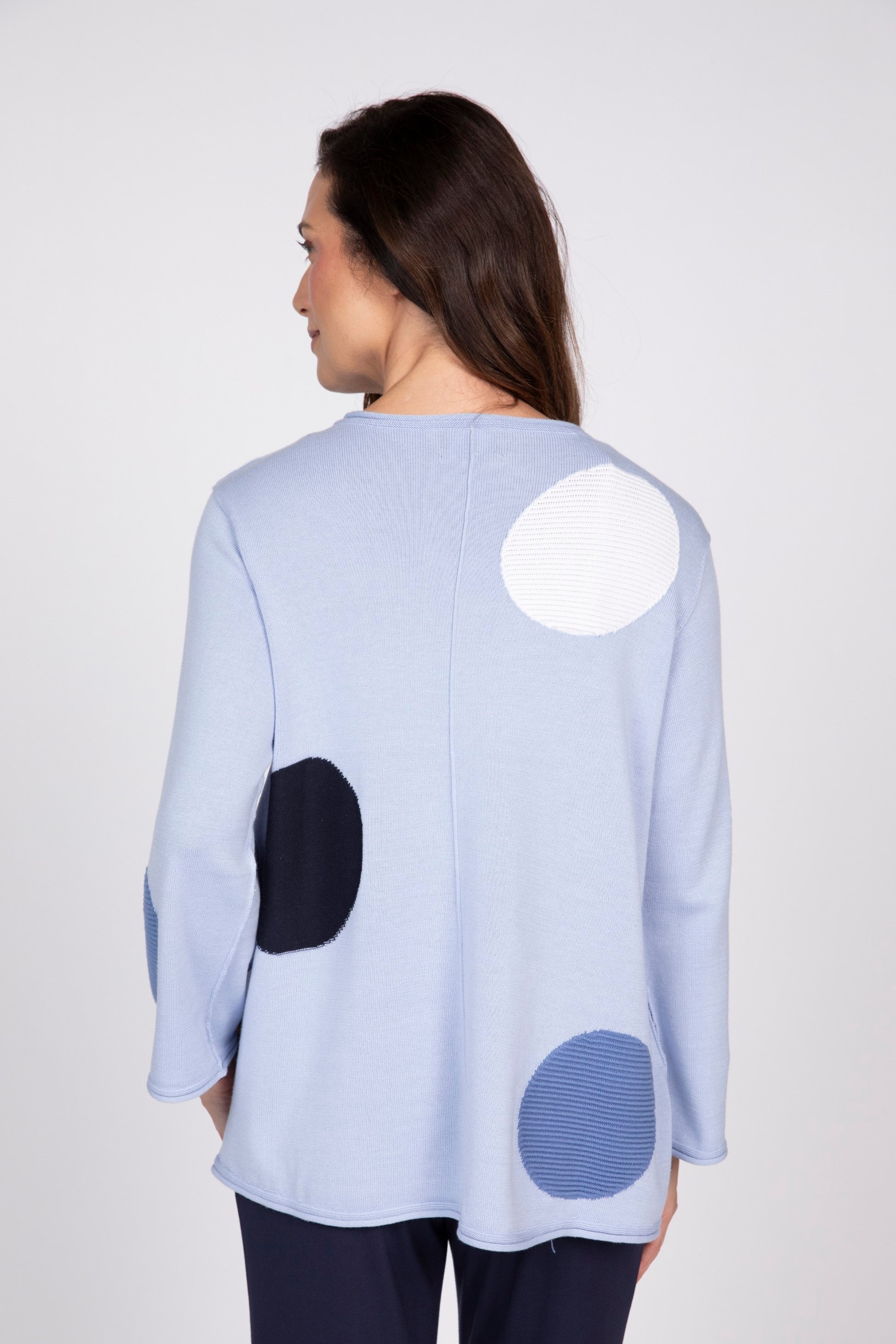 Olivia's Full Circle Dot V-Neck Sweater in Rain