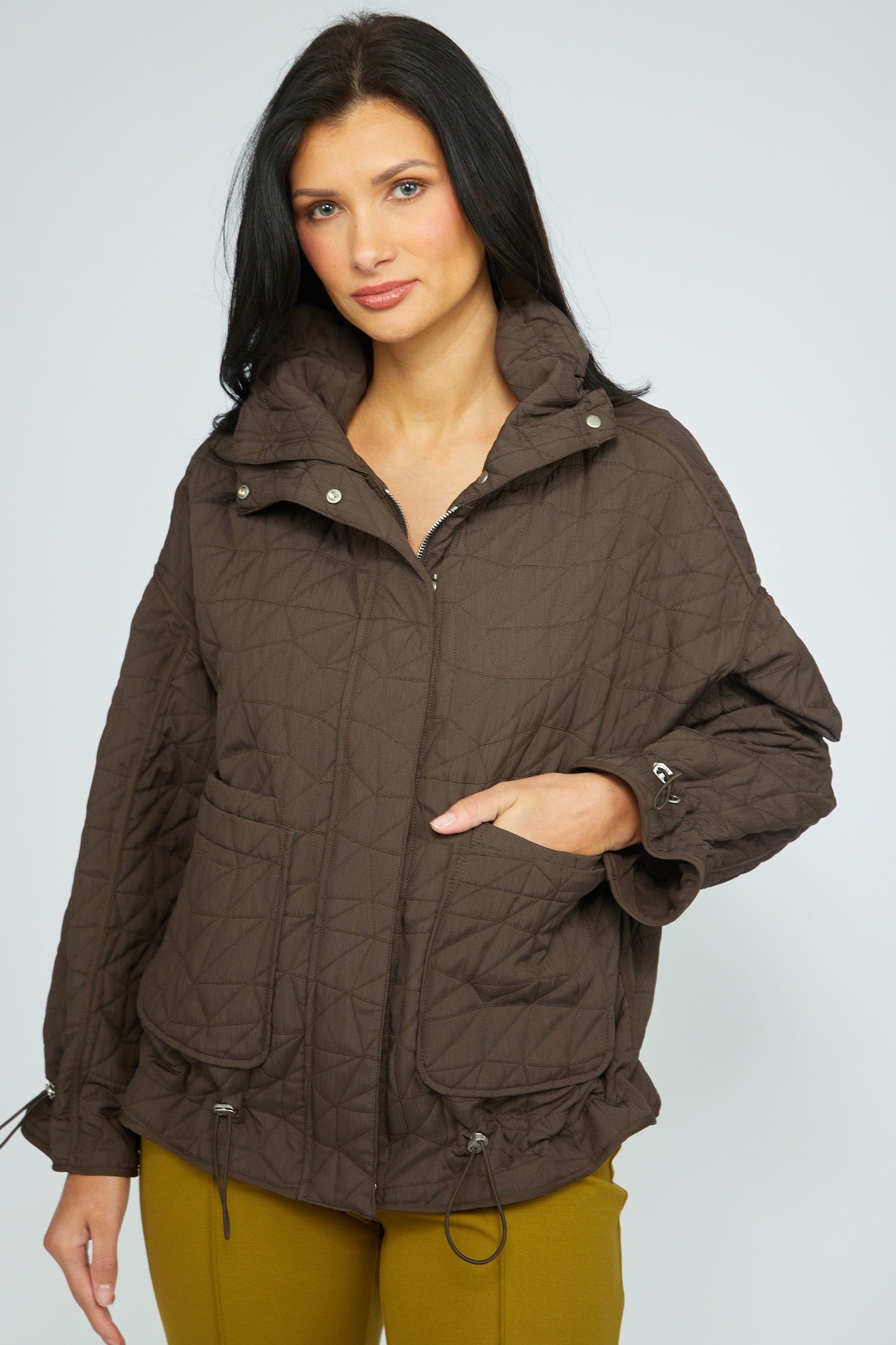 Olivia by Habitat's Kaleidoscope Puffer Jacket in Chocolate