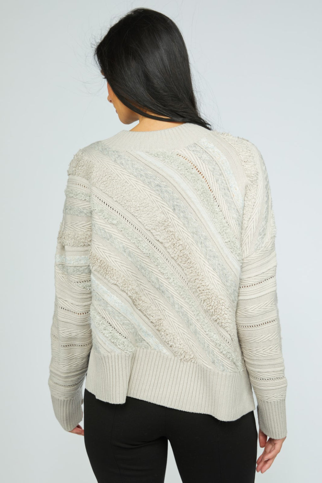 Olivia Mixed Media Sweater in Cloud