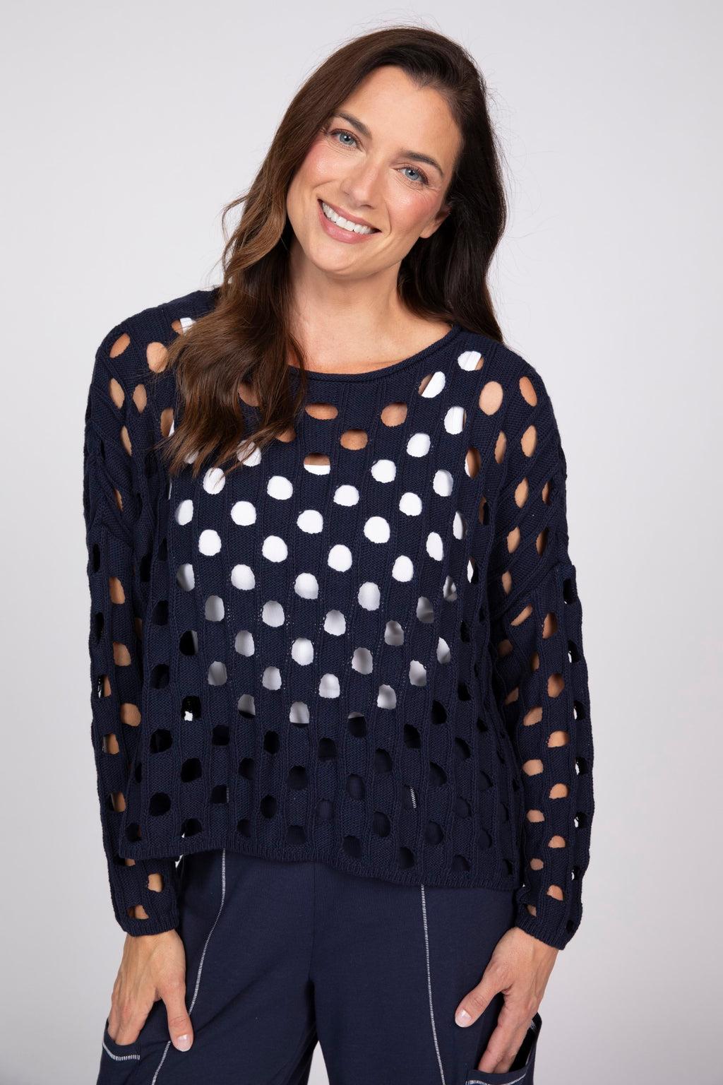 Olivia by Habitat Open Weave Chic Topper in Navy