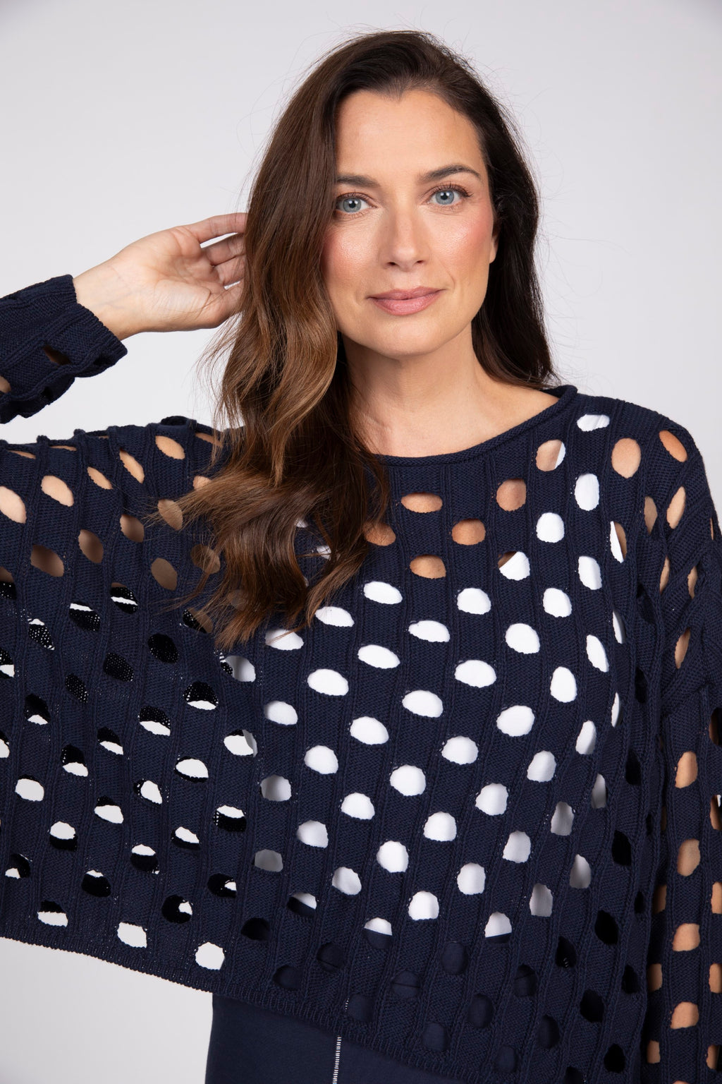 Olivia by Habitat Open Weave Chic Topper in Navy