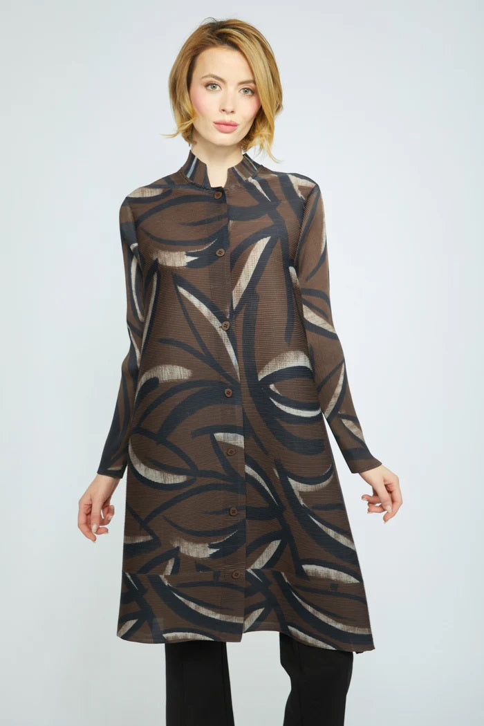 The Parisian Pleat Occasion Duster Dress from Olivia in Chocolate