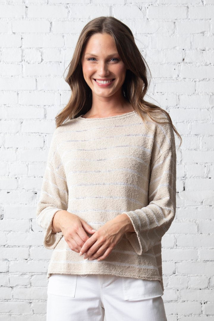 Olivia by Habitat Wave Stripe Pullover in Shell