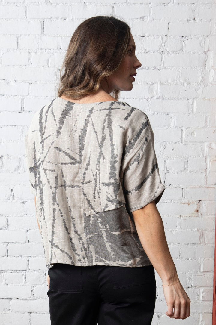 The Yin Yang Jacquard Top by Olivia in Shell