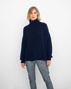 Ozai N Ku's Fisherman Stripe Sweater in Blue