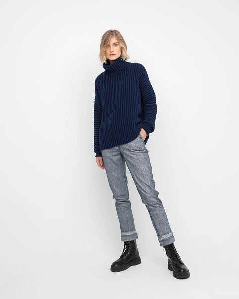 Ozai N Ku's Fisherman Stripe Sweater in Blue