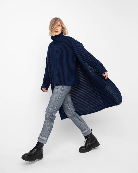 Ozai N Ku's Fisherman Stripe Sweater in Blue