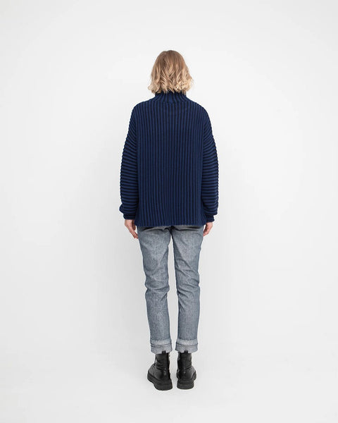 Ozai N Ku's Fisherman Stripe Sweater in Blue