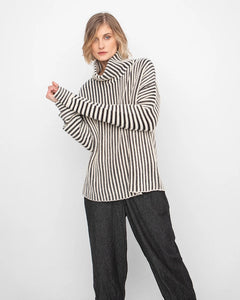 Ozai N Ku's Fisherman Stripe Sweater in Cream